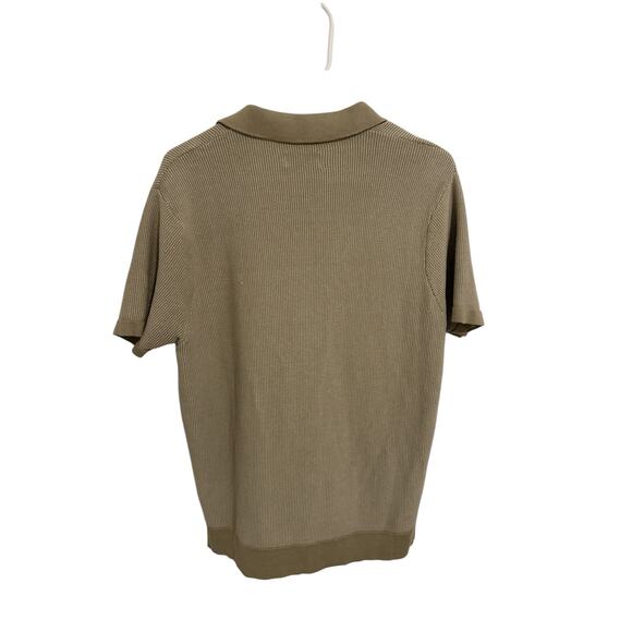 HB Knitwear Men's Large Khaki Short Sleeve Button Up V-Neck Pullover Sweater - Picture 5 of 9